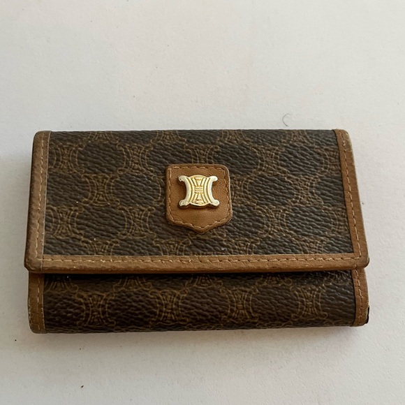 Celine Accessories - Celine Cognac Brown Leather Key Holder with Gold Hardware